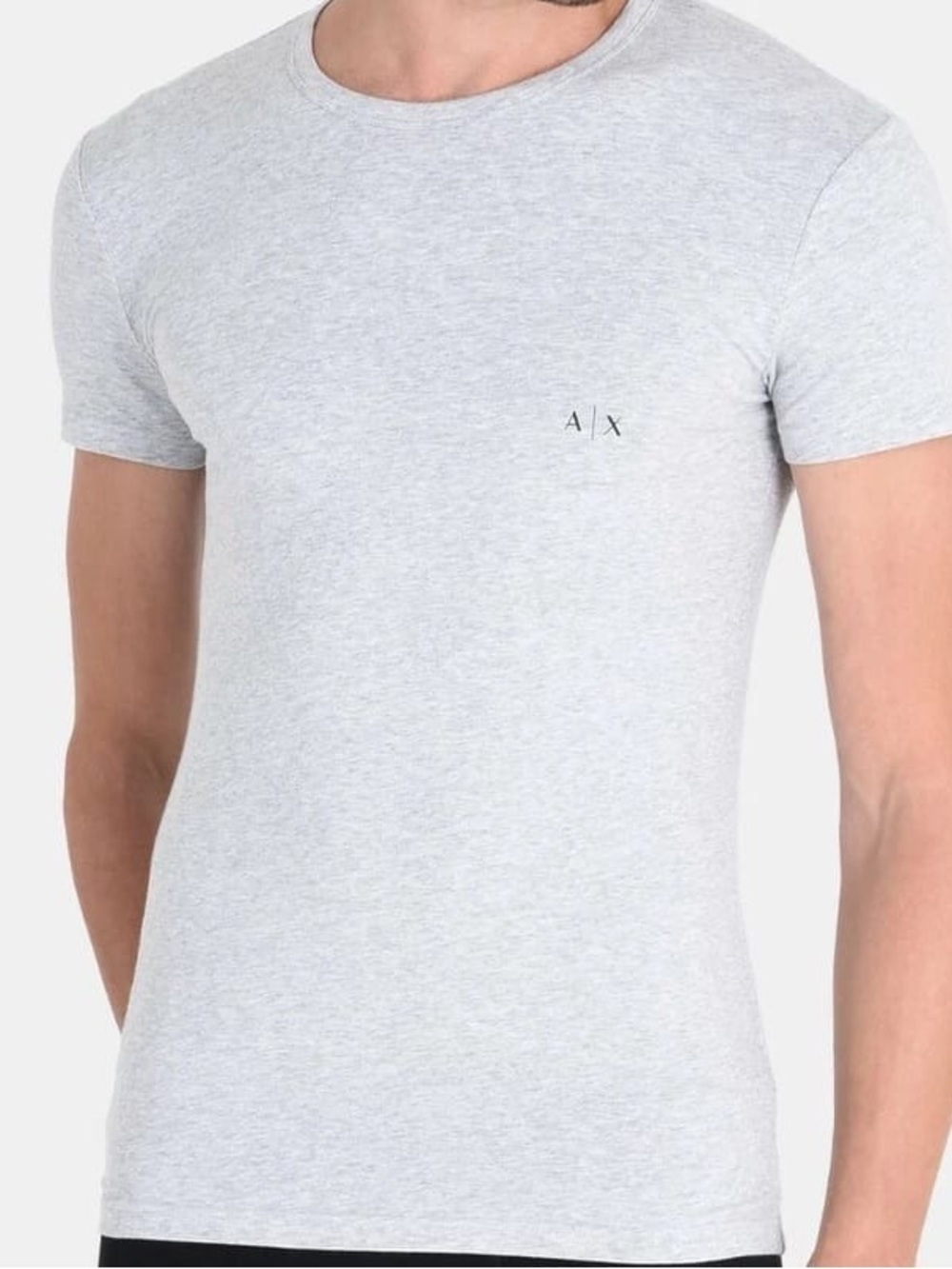 Armani Exchange Light Gray A|X Logo Crewneck Short Sleeve Tee